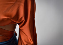 Load image into Gallery viewer, Ring Of Fire Tie Back Blouse- Burnt Orange
