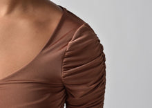 Load image into Gallery viewer, Cognac Queen Ruched Dress
