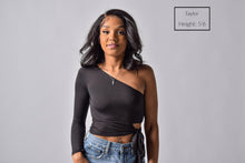 Load image into Gallery viewer, Face off One Shoulder Top- Black
