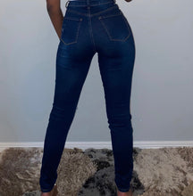 Load image into Gallery viewer, Distressed High Waisted Jeans- Dark Wash
