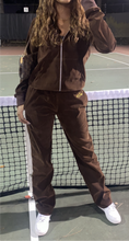 Load image into Gallery viewer, Custom Velour 45Six&quot; Tracksuit- Mocha Brown
